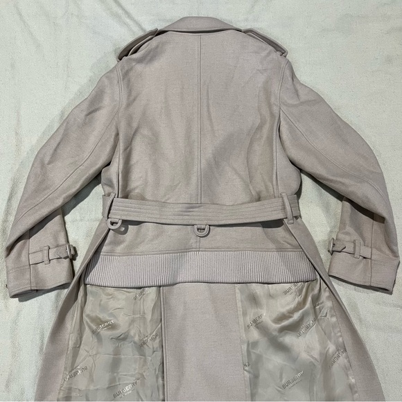 Burberry Wool Trench Coat Backless Tan Womens XL - Picture 6 of 7